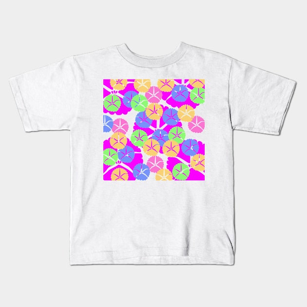 colorful pink green flowers background pattern Kids T-Shirt by Artistic_st